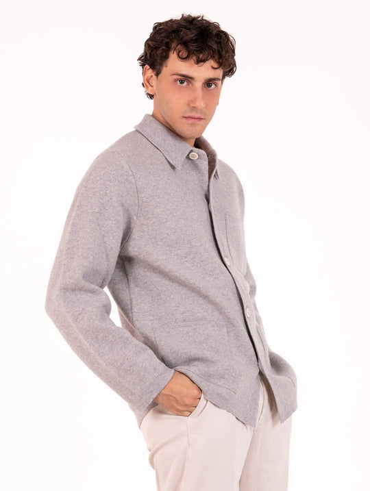 Giacca Lardini in Maglia di Lana Grigia e Bianca