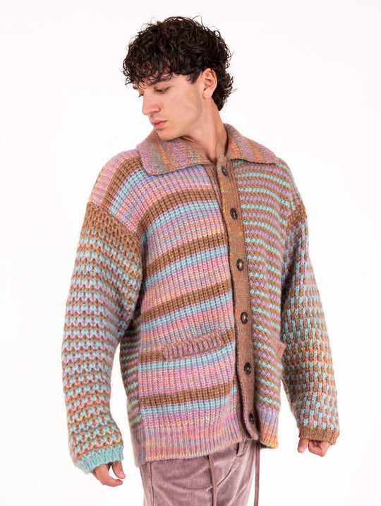 Cardigan Roberto Collina in Alpaca e Lana Multicolor