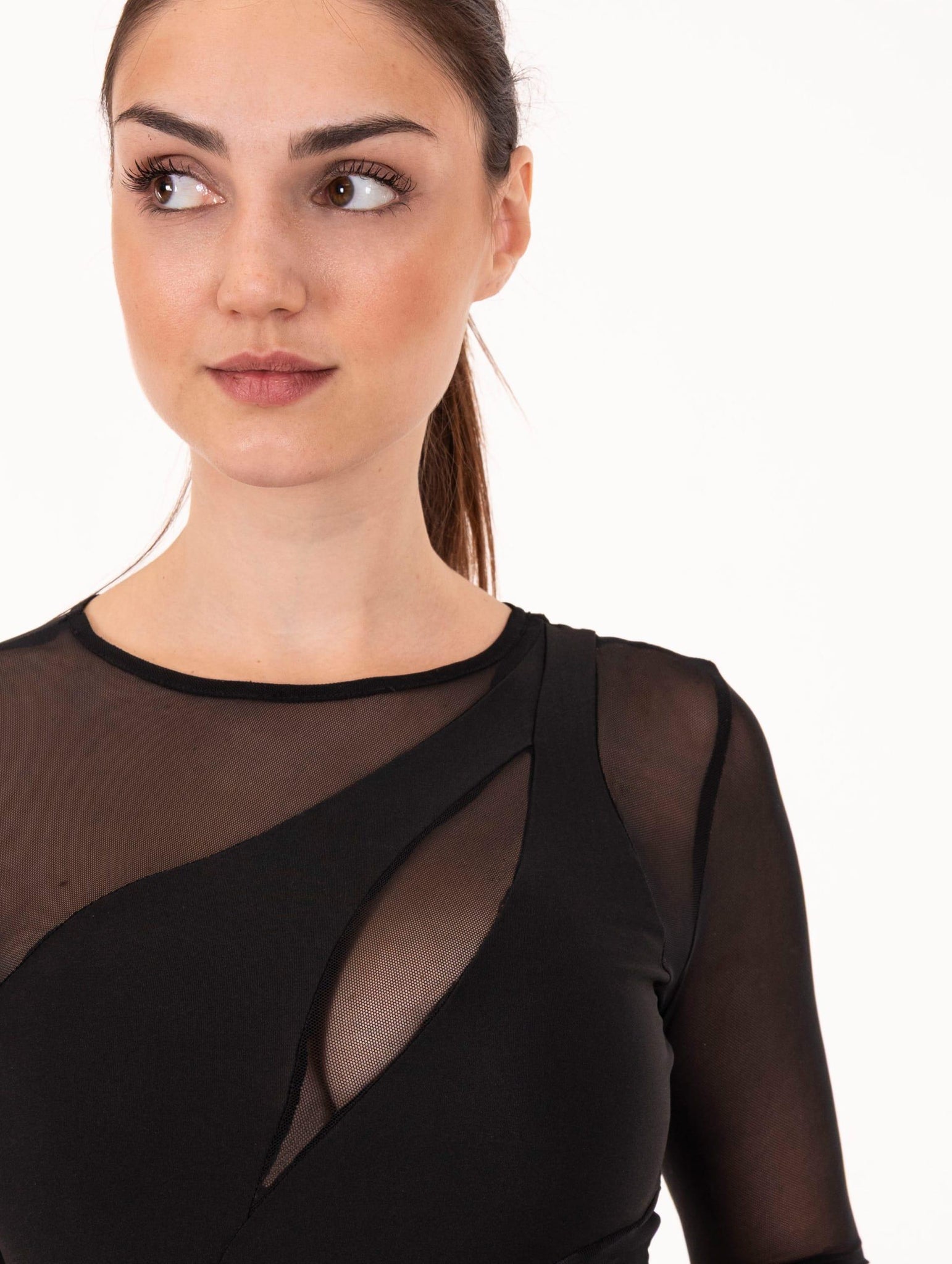 Abito Lungo Nosecret in Jersey e Tulle Nero 253NS020LIQUI NoSecrets