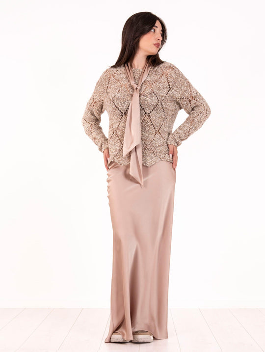 Gonna D.Exterior in Raso Fluido Beige