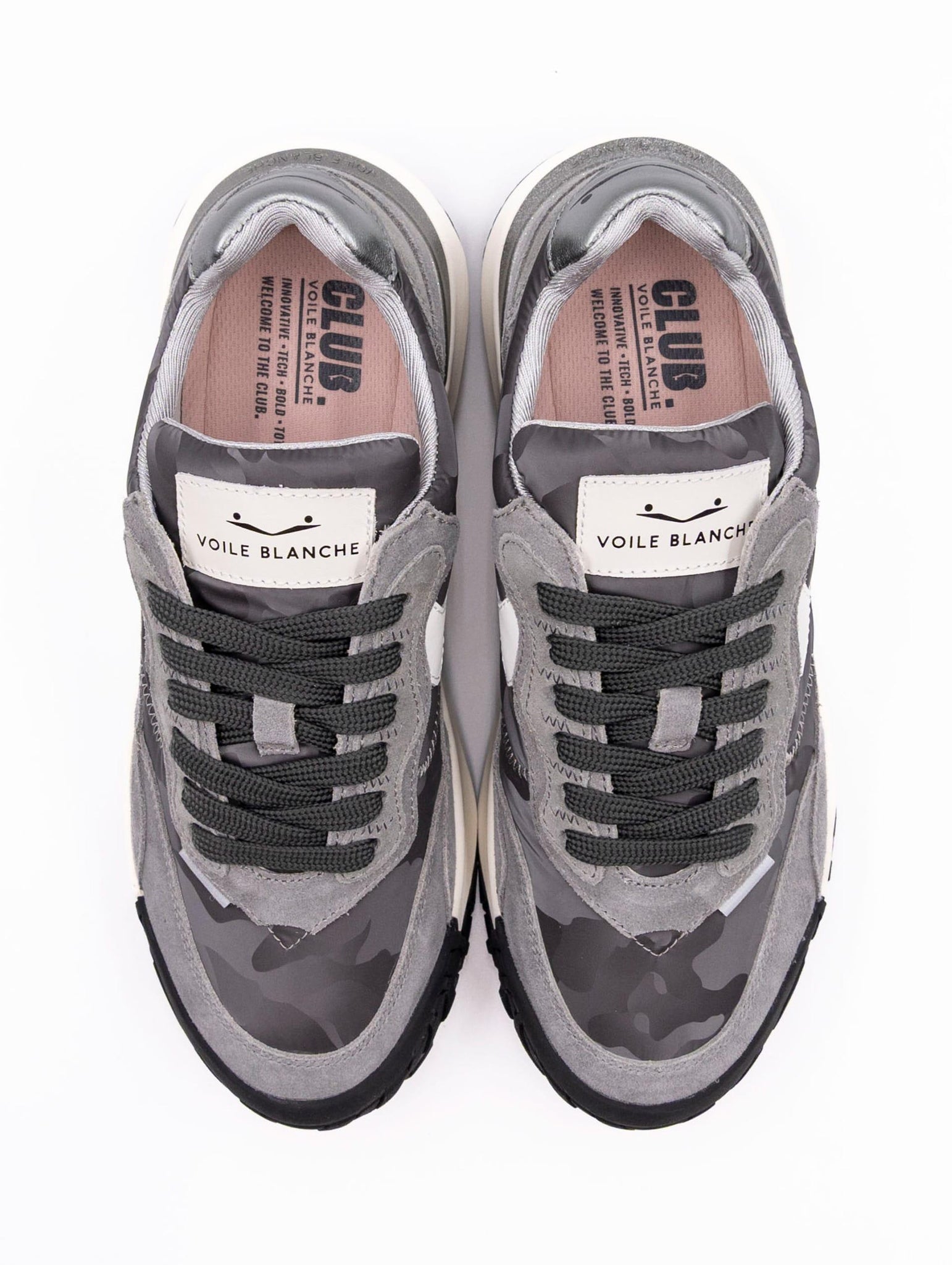 Sneakers Club Act Voile Blanche in Suede e Nylon Piombo e Argento CLUBACTWLEADSILVER Voile Blanche