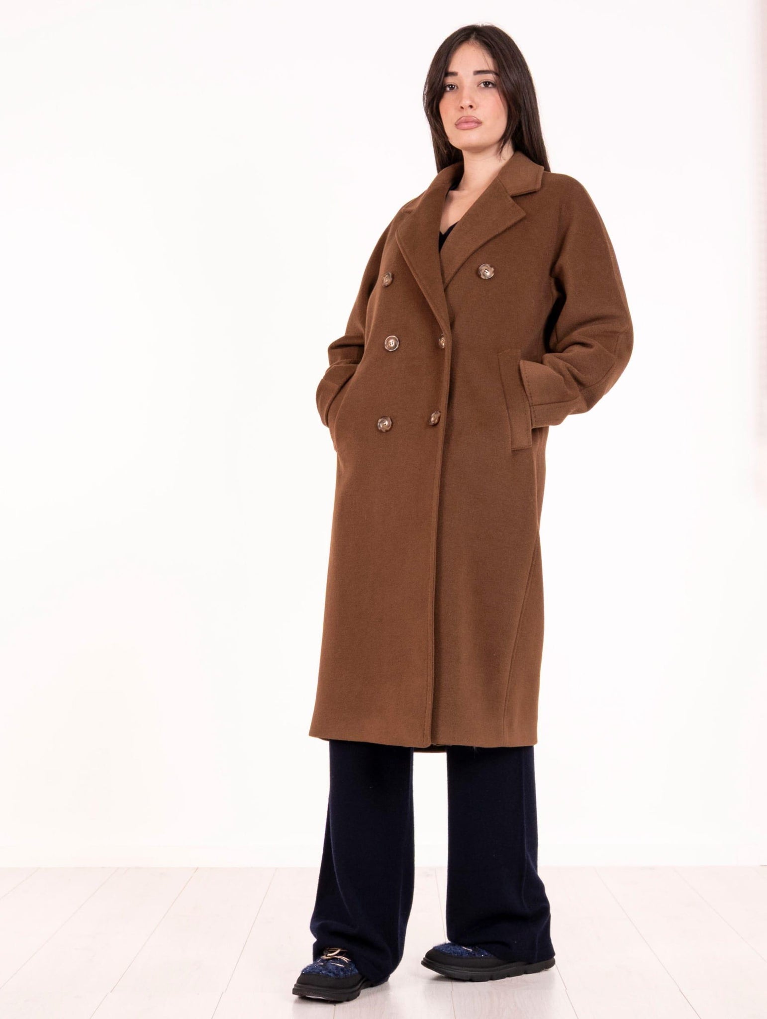 Cappotto Doppiopetto Fourstroke  in Lana e Viscosa Testa di Moro 1229BRAMANTE778 Four Stroke