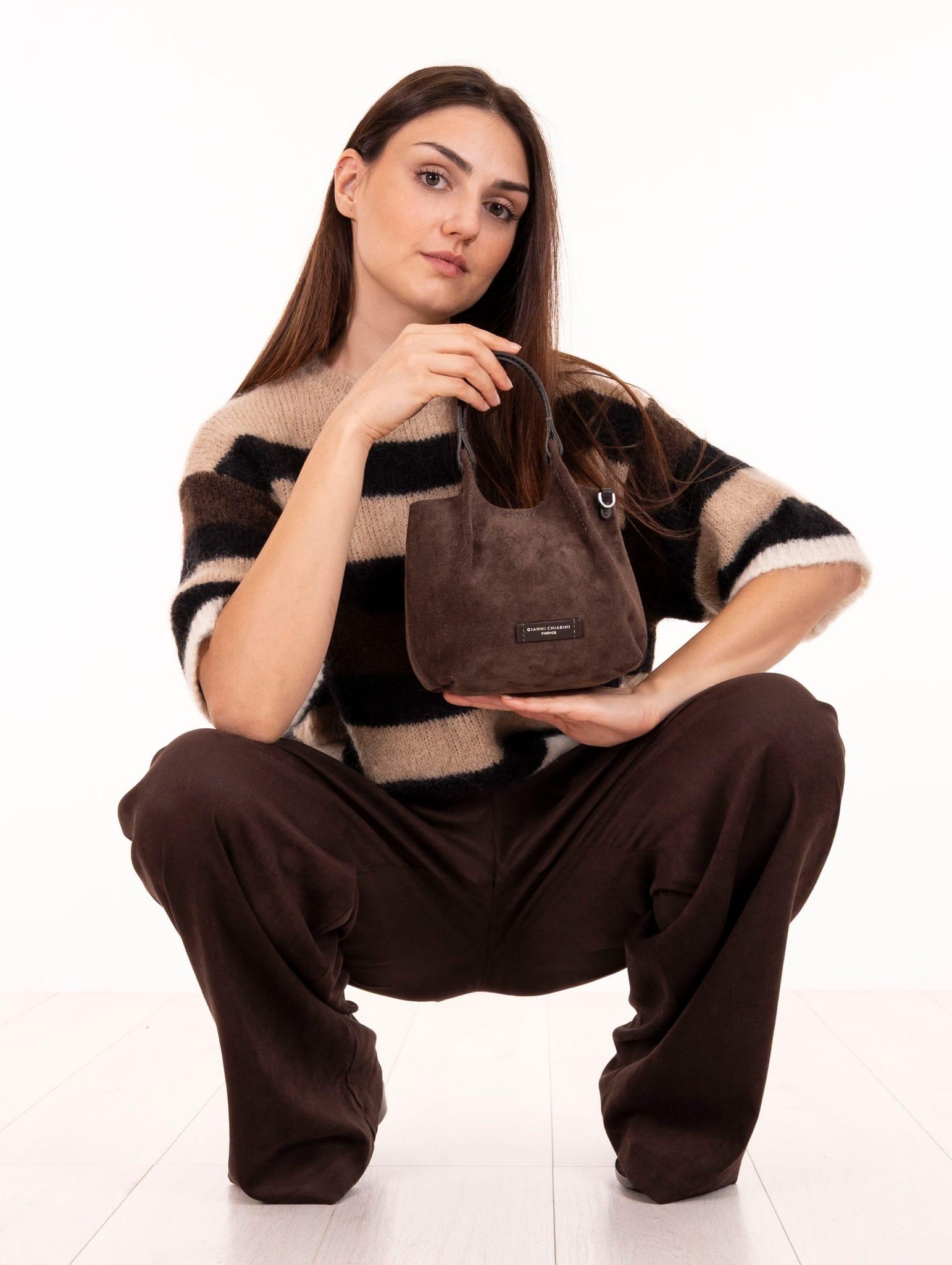 Minibag Dua Gianni Chiarini in Suede Moka BS9778CM-PL974 Gianni Chiarini