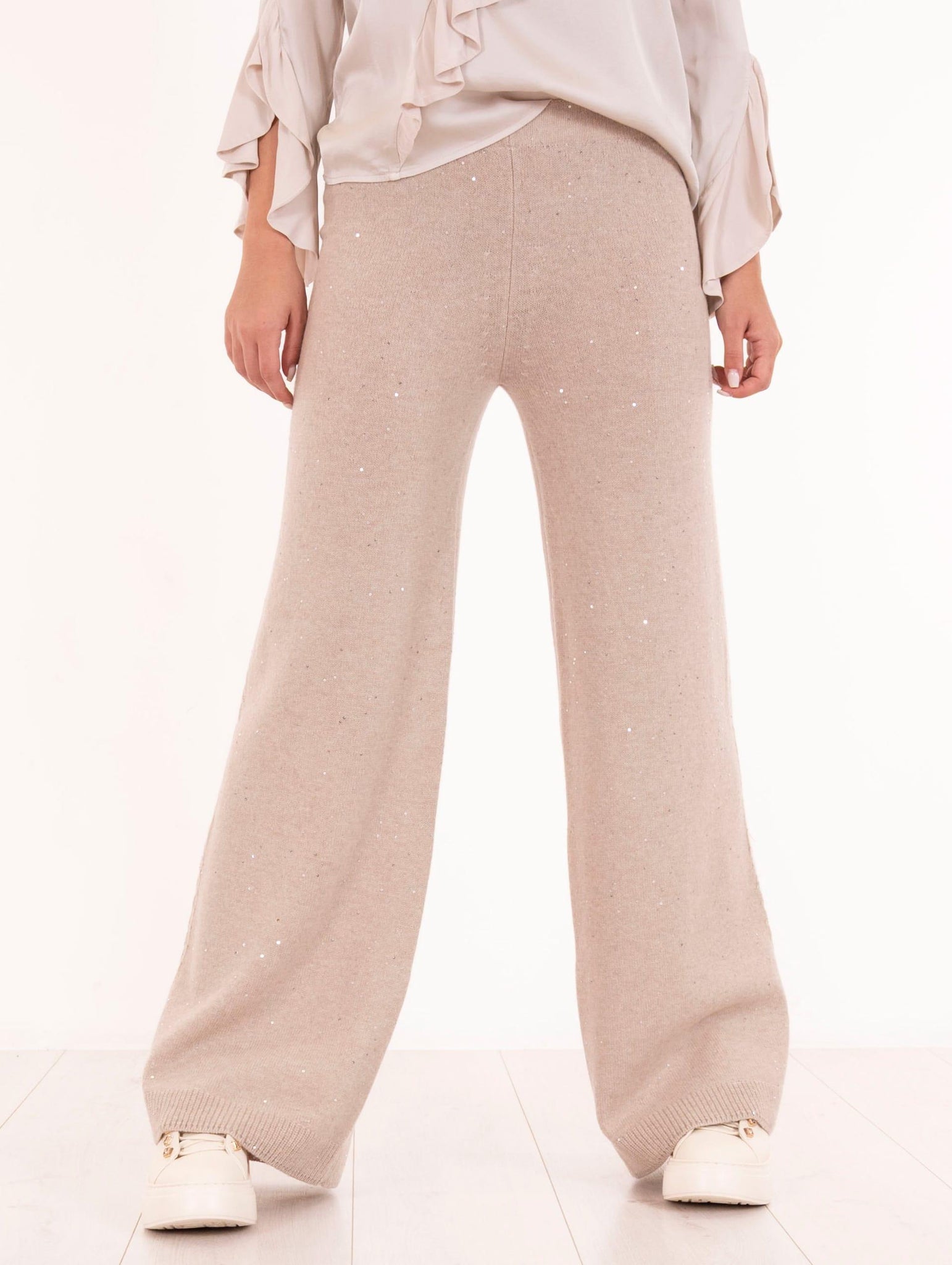 Pantalone D.Exterior con Cristalli in Cachemire Noce 6110414NOC D.EXTERIOR