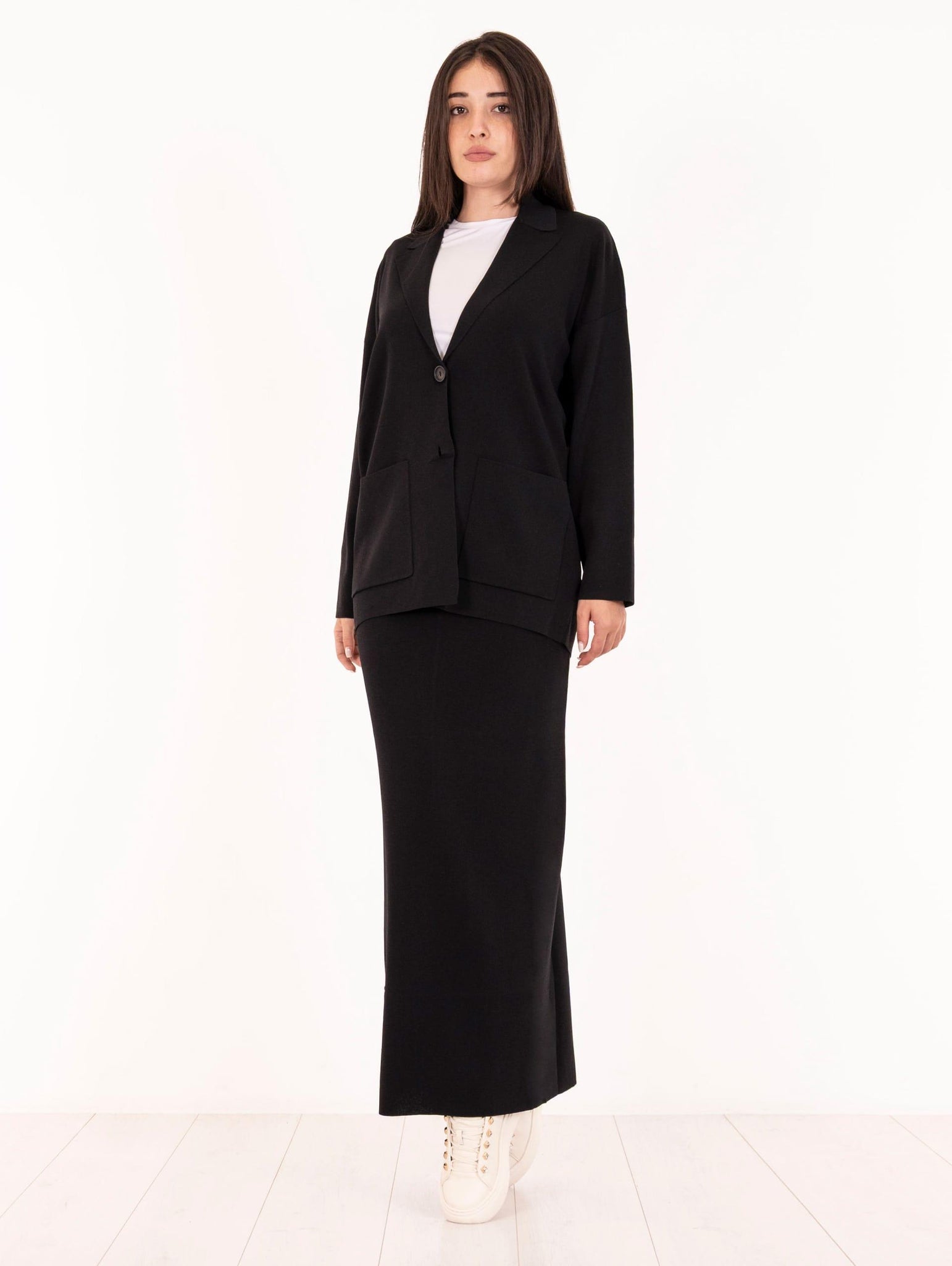 Gonna Tricot Alpha Studio in Viscosa Nera AD-4352M2002 Alpha Studio