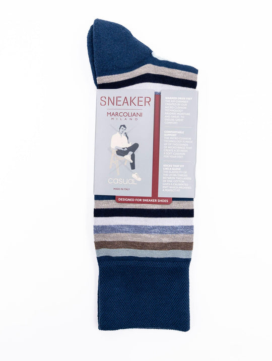 Marcoliani Milano Sneaker-Socken aus navyblauer und grauer Baumwolle