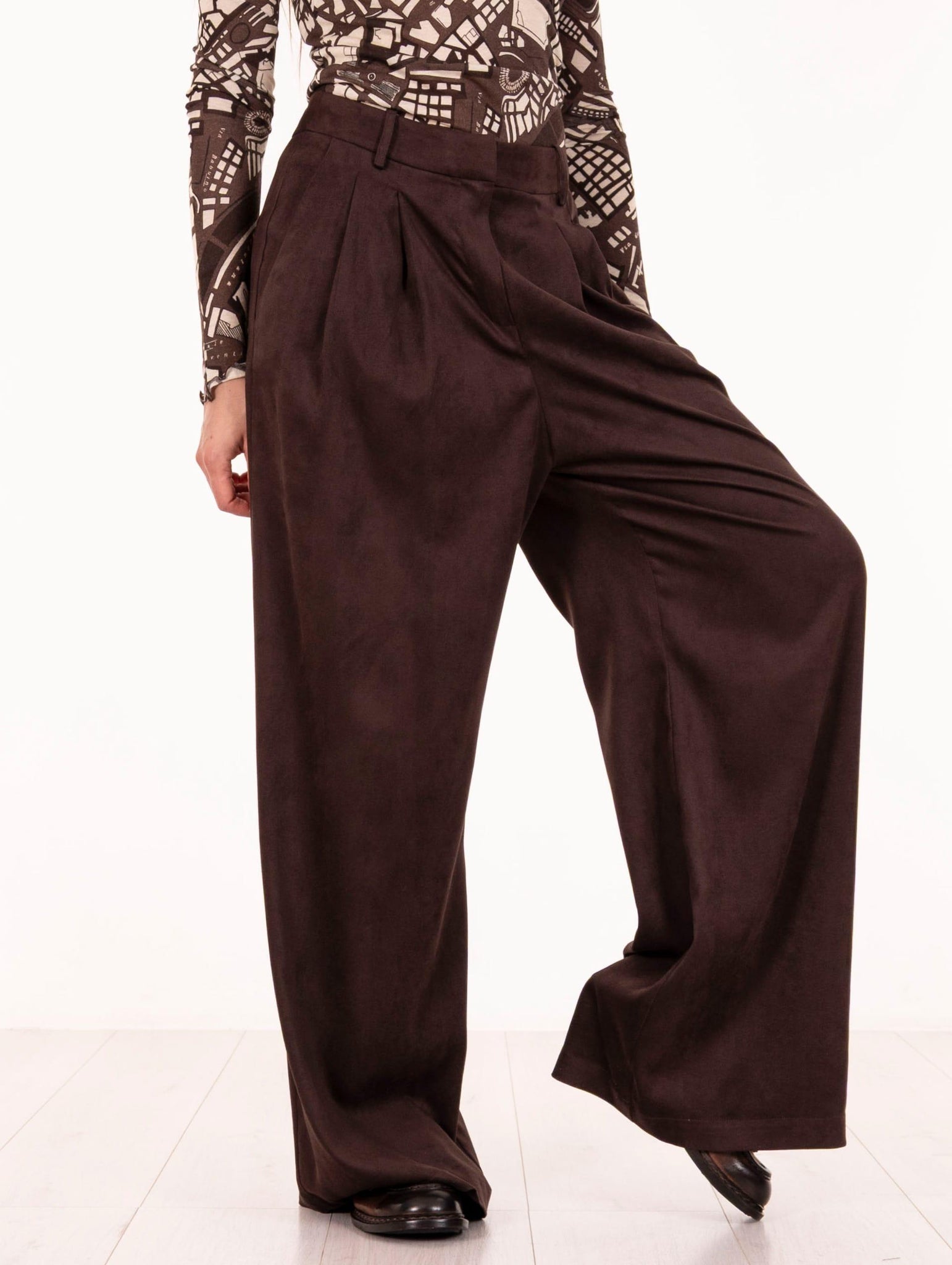 Pantalone Dainetto Alysi in Suede Choco 165130A5042CHOCO Alysi