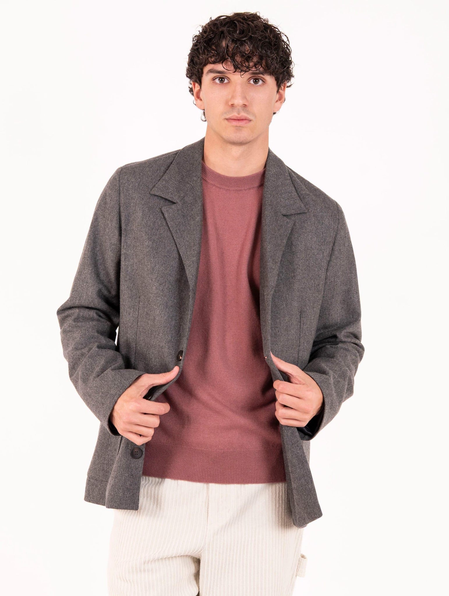 Giacca Devore in Lana e Viscosa Grigio Melange DVG5C-W21080205 Devore