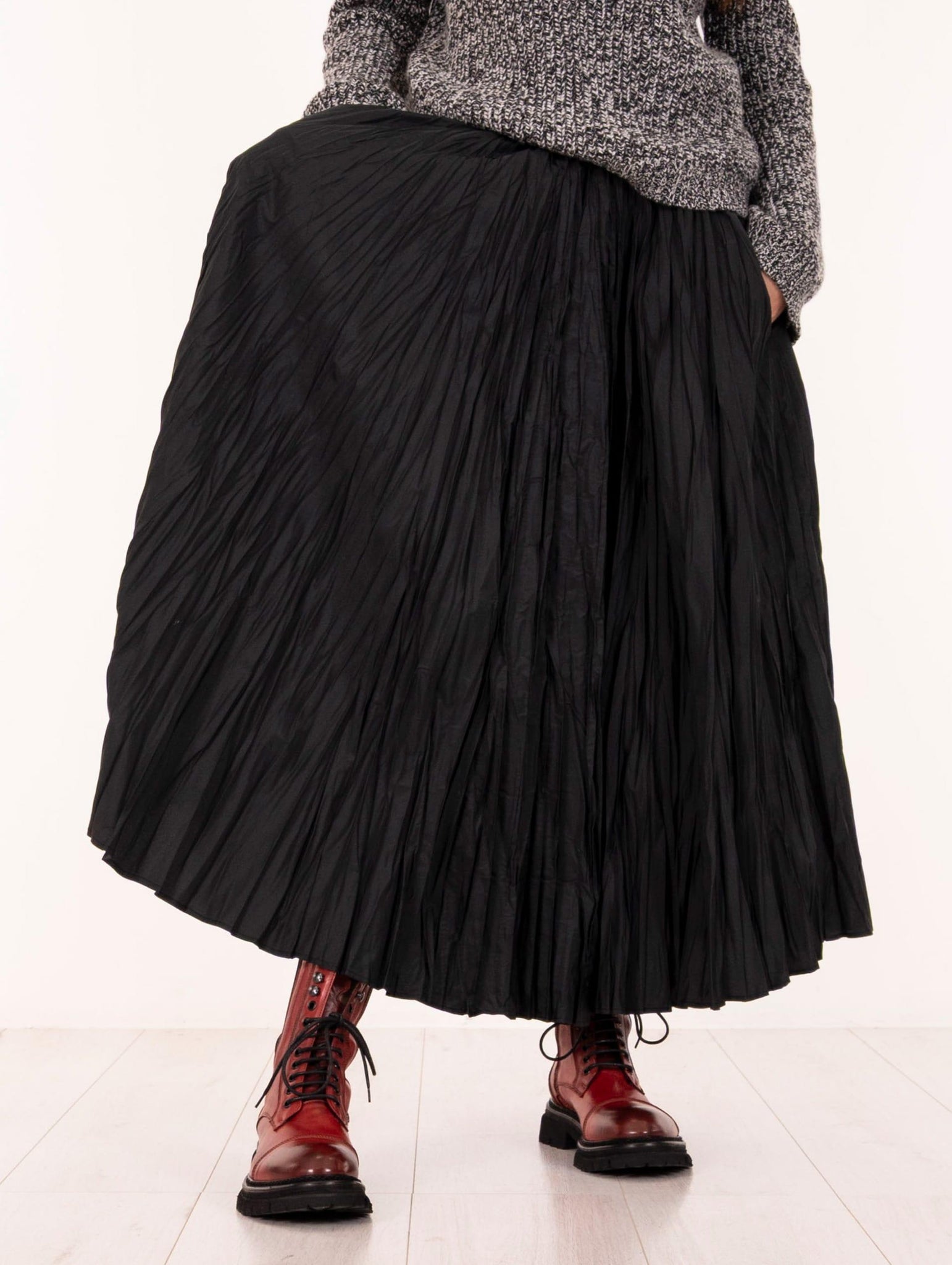 Gonna Midi Meimeij Goffrata Nera M5FJ03100 Meimeij