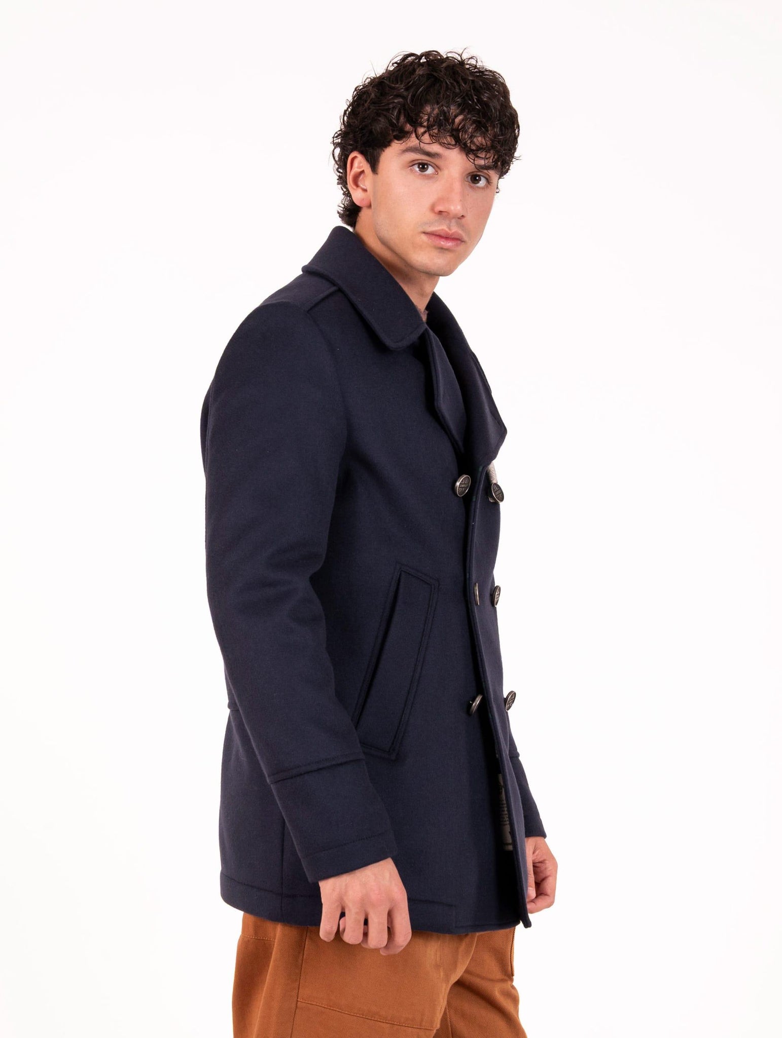 Peacot Camplin Squadron in Lana Vergine e Cashmere Blu SQUADRON-KBL Camplin