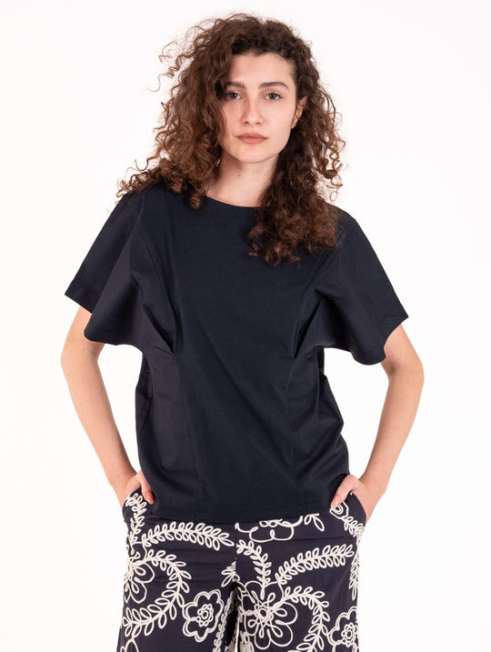 T-shirt Kimono Alpha Studio in Cotone Blu Notte