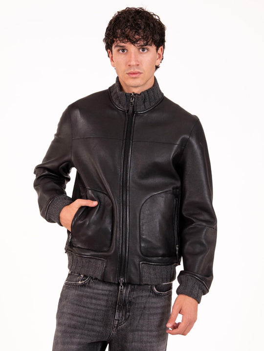 The Jackie Leathers Reversible Bomber Black and Grey