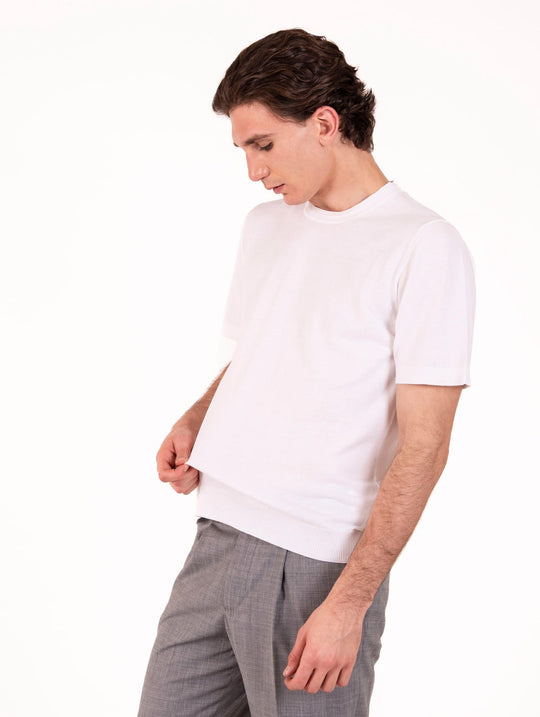 Maglia M/M Alpha Studio in Cotone Crepe Bianca