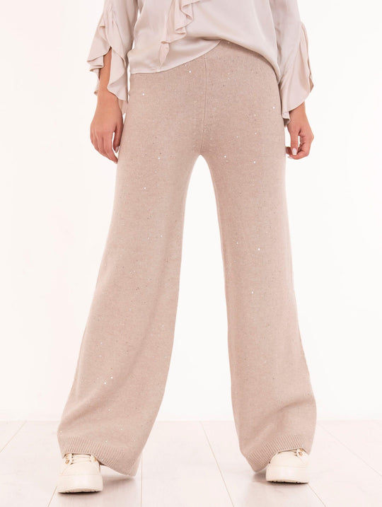 Pantalone D.Exterior con Cristalli in Cachemire Noce
