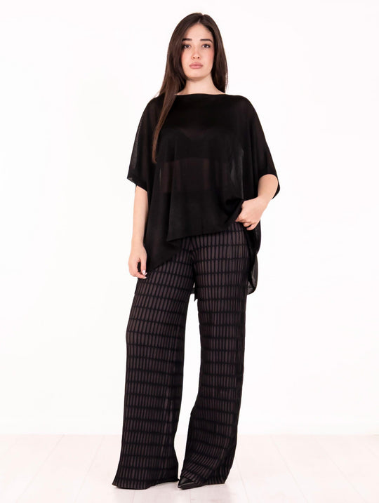 Pantalone Liviana Conti in Viscosa Stretch Lavagna e Nero
