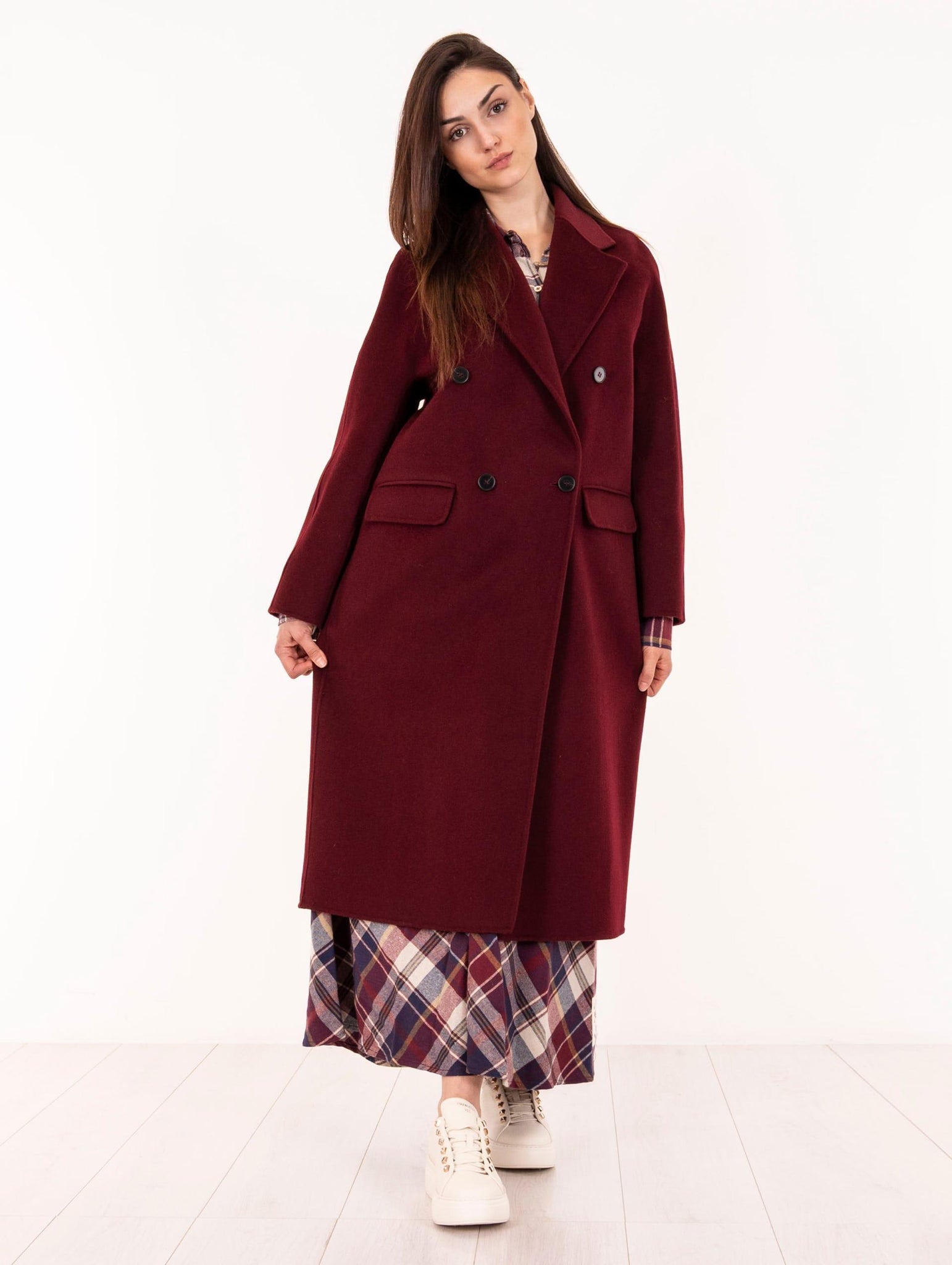 Cappotto Doppio Petto Alpha Studio in Lana Ciliegia AD-4690N2009 Alpha Studio