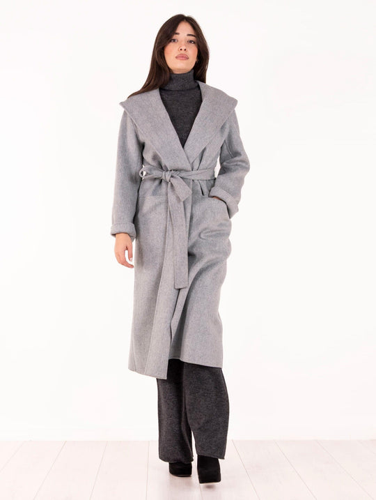 Cappotto Fourstroke con Cintura in Lana Double Polvere