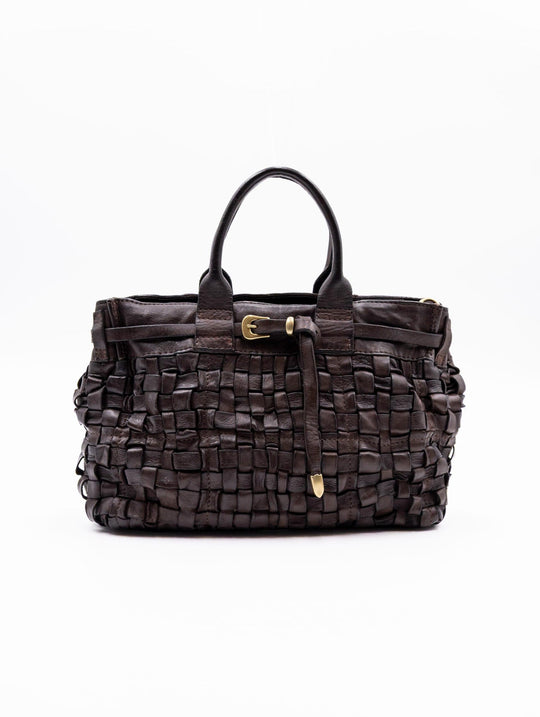Penelope Campomaggi Bag in Woven Dark Brown Leather