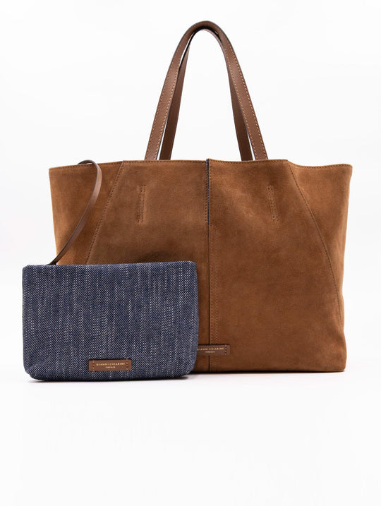 Borsa Maya Gianni Chiarini in Suede Caramello e Denim