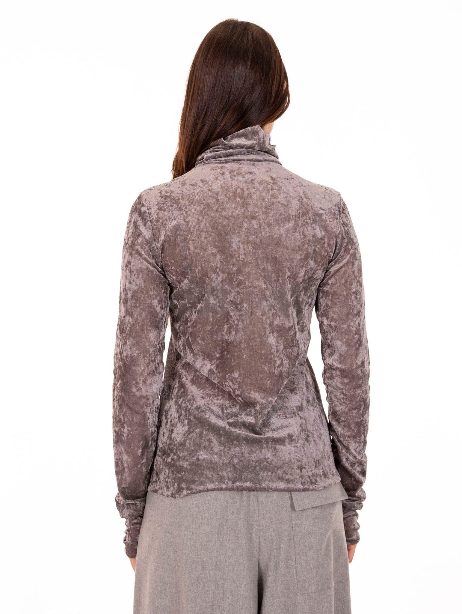 Dolcevita Meimeij in Tulle di Velluto Stretch Grigio M5FN00776 Meimeij