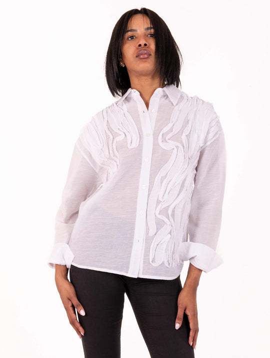 Camicia Alpha Studio con Rouges in Misto Cotone Bianco