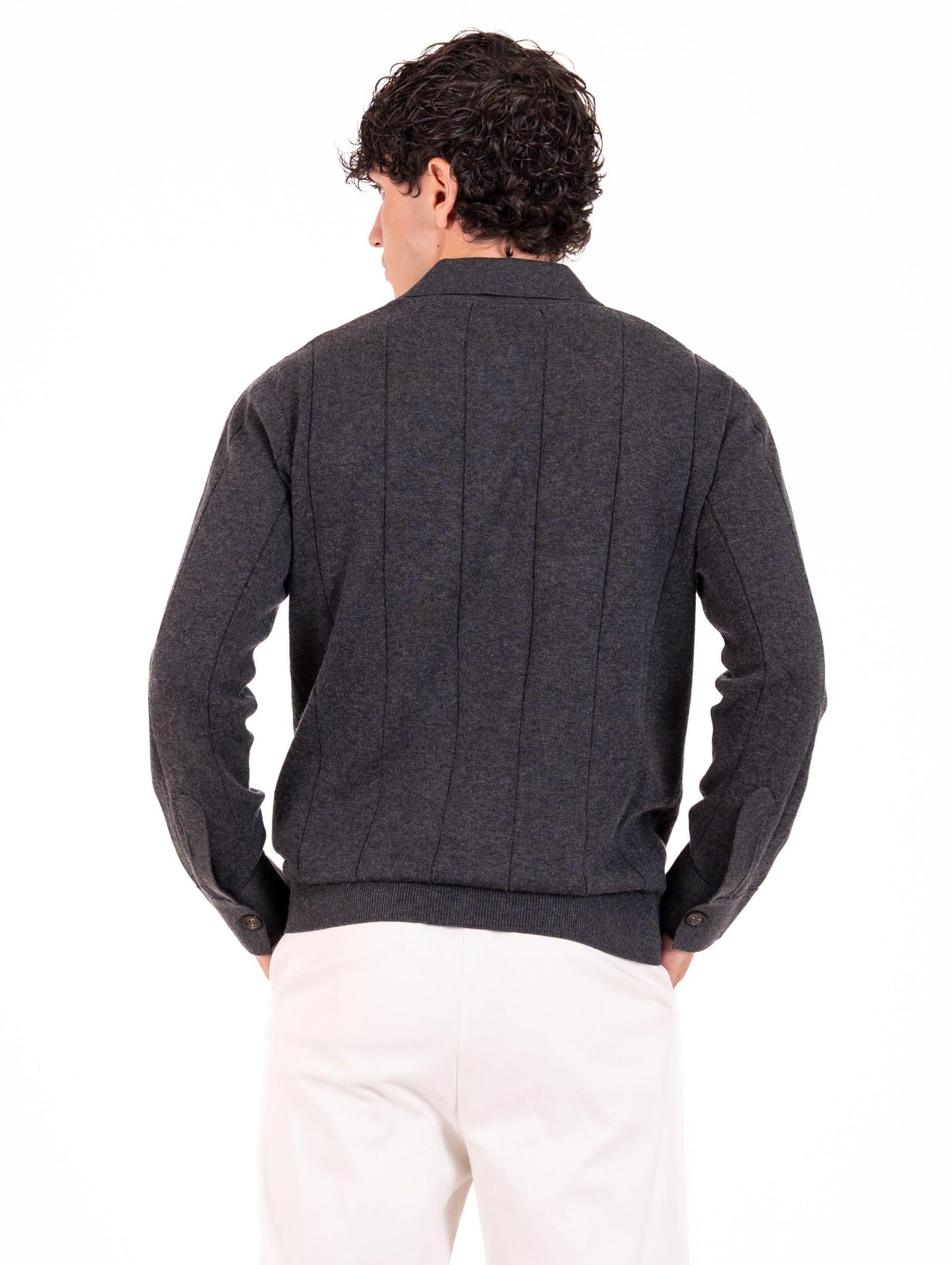 Polo Eleventy Milano in Maglia di Cotone e Cashmere Antracite L76POLL09MAG0K00722 Eleventy Milano