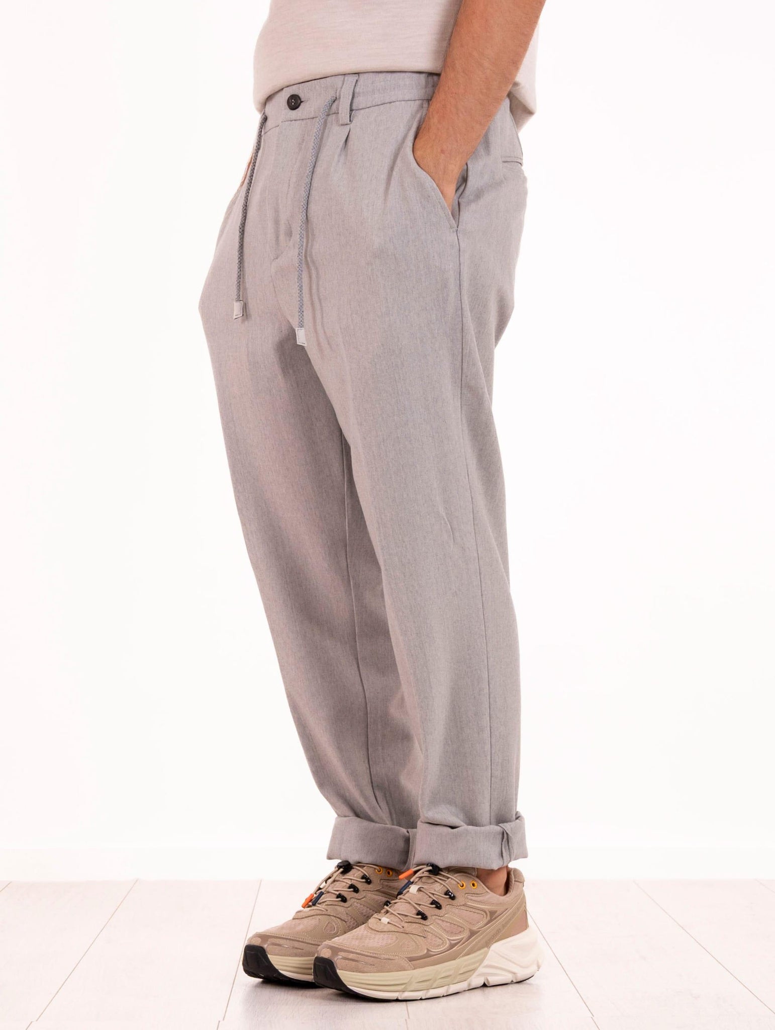 Pantalone Jogger Eleventy Milano in Lana Grigio Melange L75PANL01TES0L06513 Eleventy Milano