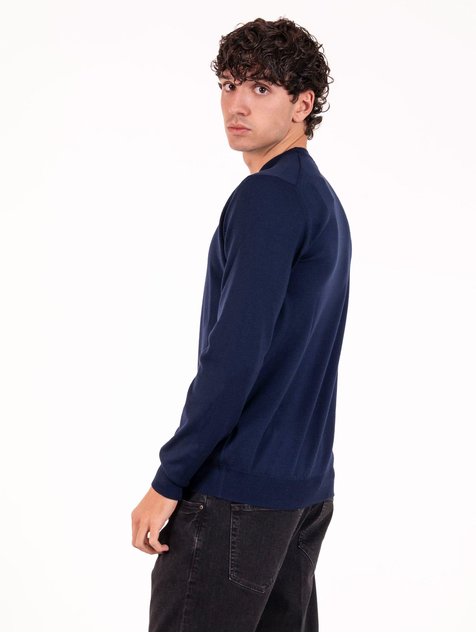 Maglia Girocollo Zanieri in Lana Merycash Fine Bluette CG-GRU-210153667 Zanieri