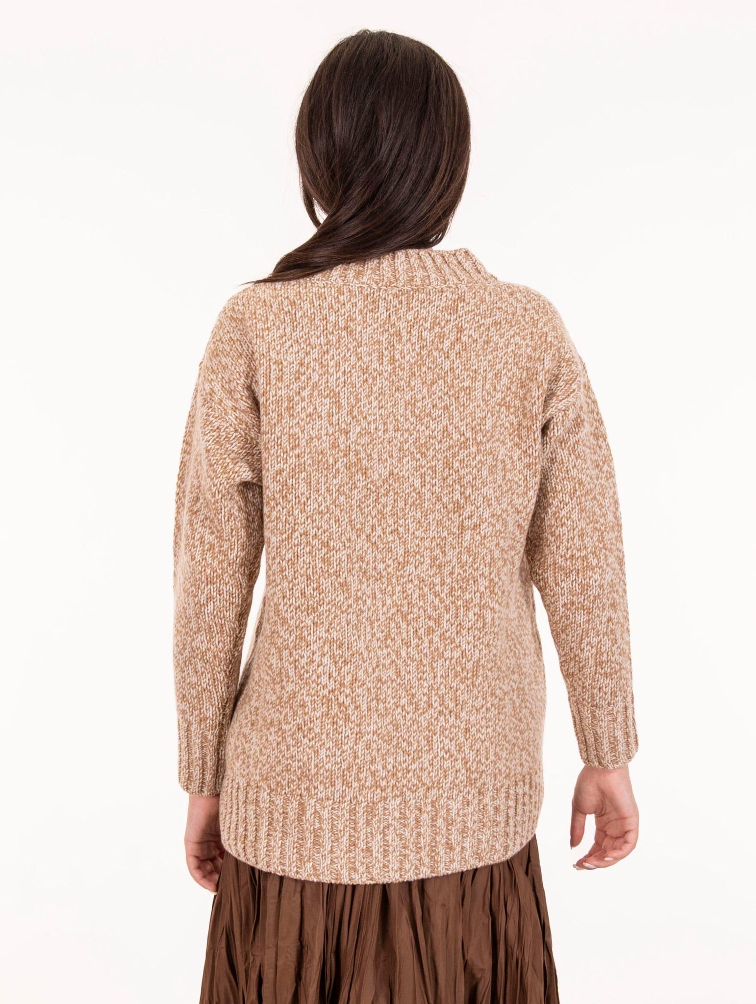 Pull Alpha Studio in Pura Lana Melange Bianco e Cammello AD-4210C2013 Alpha Studio