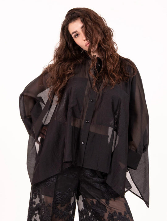 Camicia Over Meimeij in Lyocell Nero
