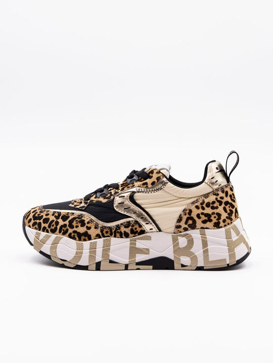 Sneakers Club Leopard Voile Blanche in Fabric and Nylon