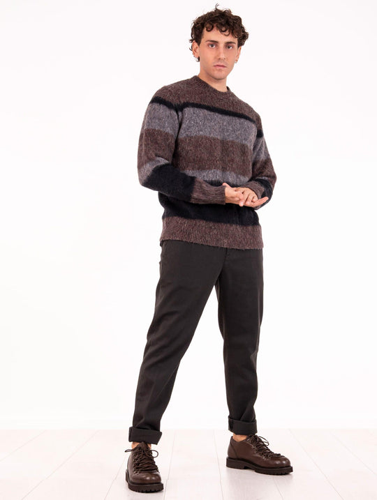 Maglia Roberto Collina in Cotone e Alpaca Bordeaux e Grigio