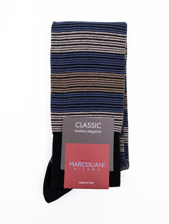Marcoliani Milano Classic Socken aus Pima-Baumwolle Schwarz und Karamell