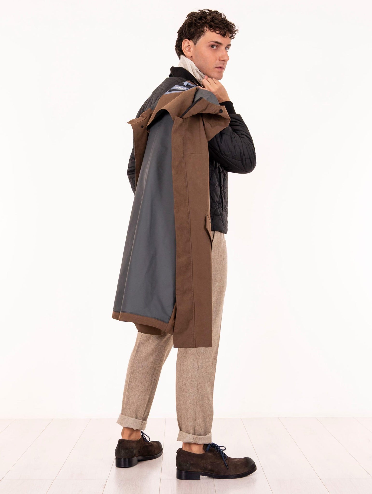 Parka Hime People of Shibuya in Micorfibra Marrone HIMEPM948260 People of Shibuya