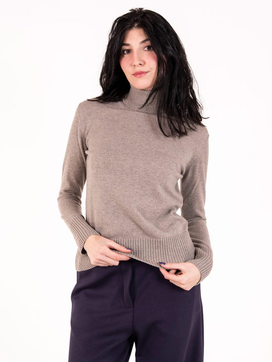 Rollkragenpullover Alpha Studio aus reinem Kaschmir Greige