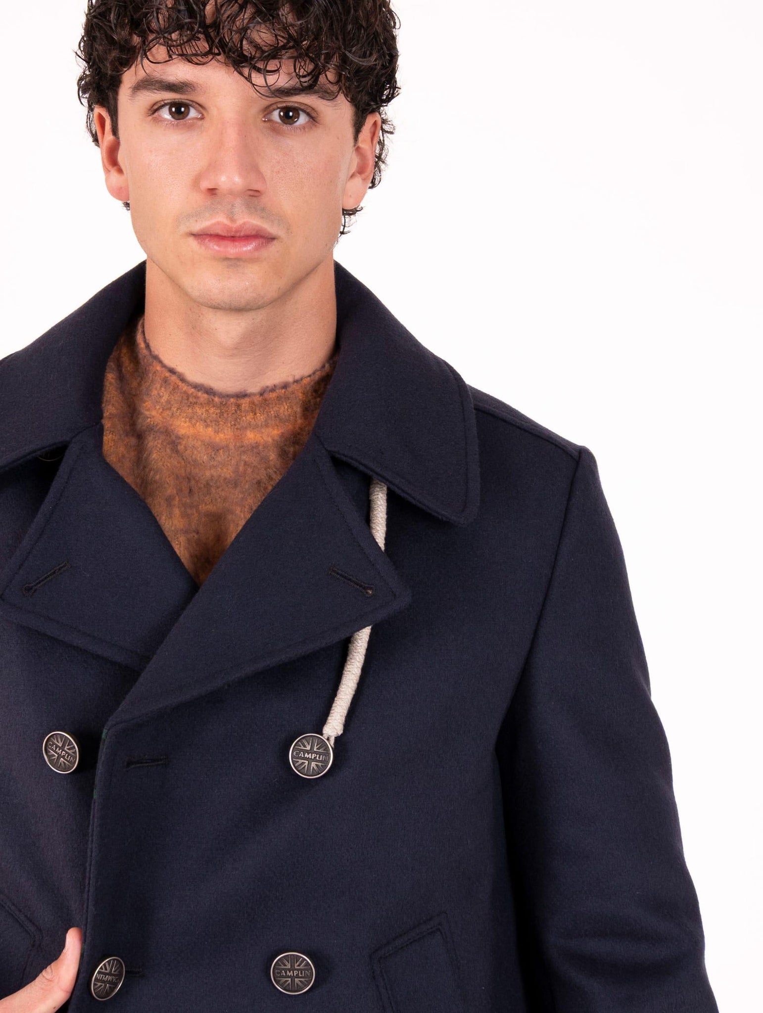 Peacot Camplin Squadron in Lana Vergine e Cashmere Blu SQUADRON-KBL Camplin