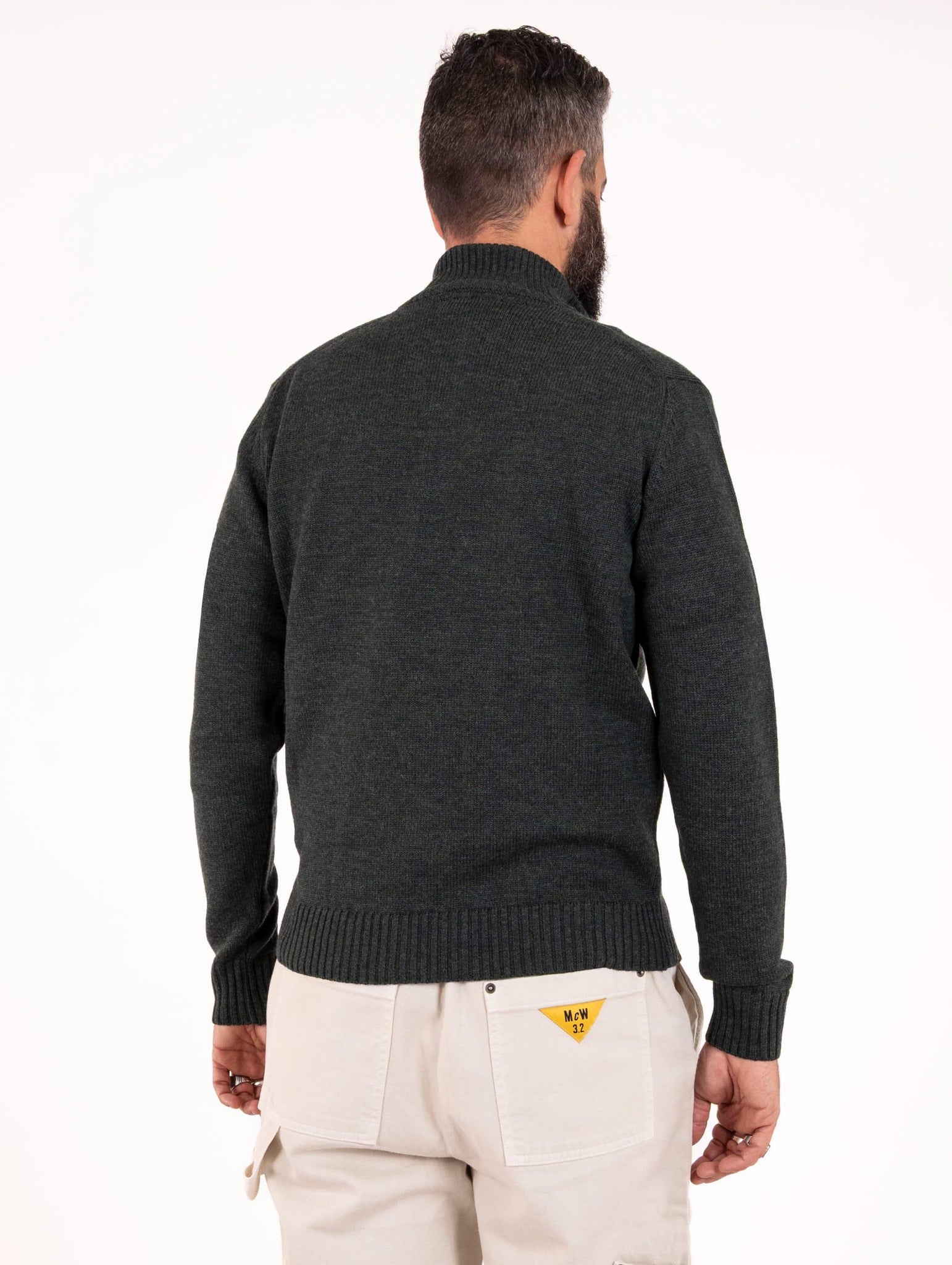 Maglia Four Stroke con Zip in Lana Merinos Extrafine Verde HA312ZIP6M0034 Four Stroke