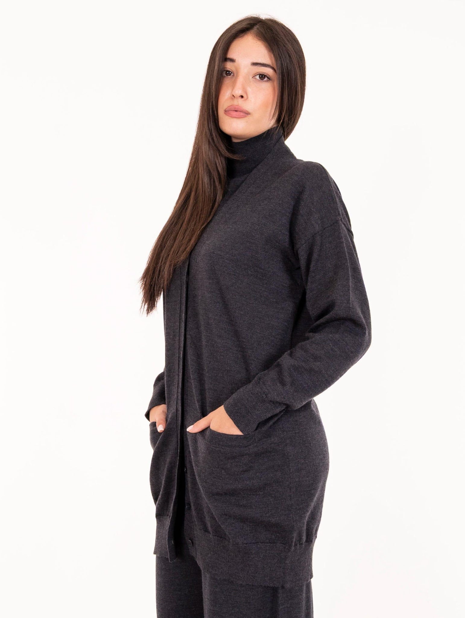 Cardigan Alpha Studio in Pura Lana Antracite AD-4006E2004 Alpha Studio