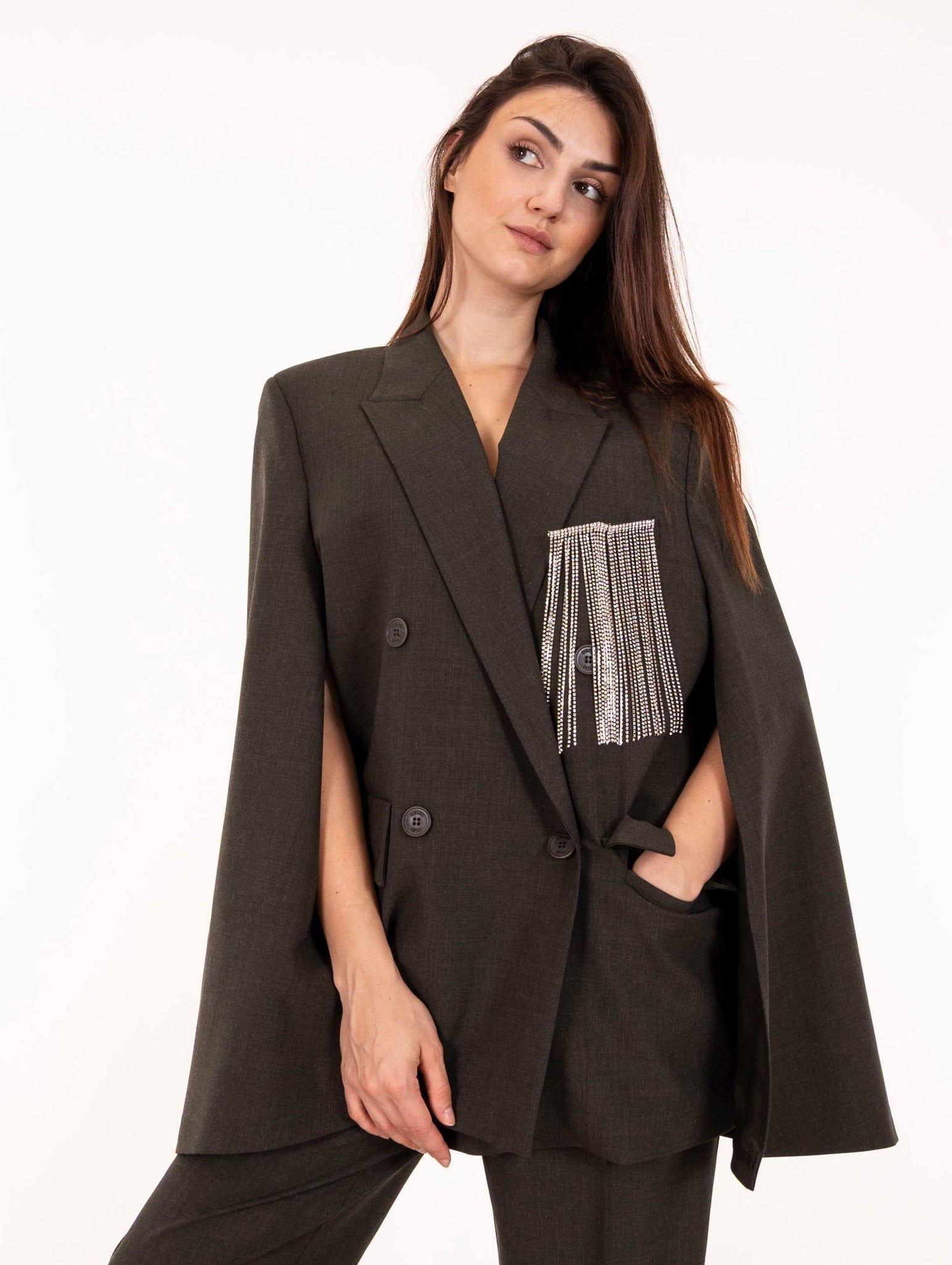 Blazer Circus Hotel Military Glam in Lana Vergine Verde H5WV20S84 Circus Hotel