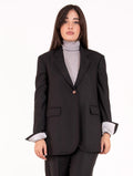 Einreihiger Blazer Alysi aus schwarzem Woll-Twill