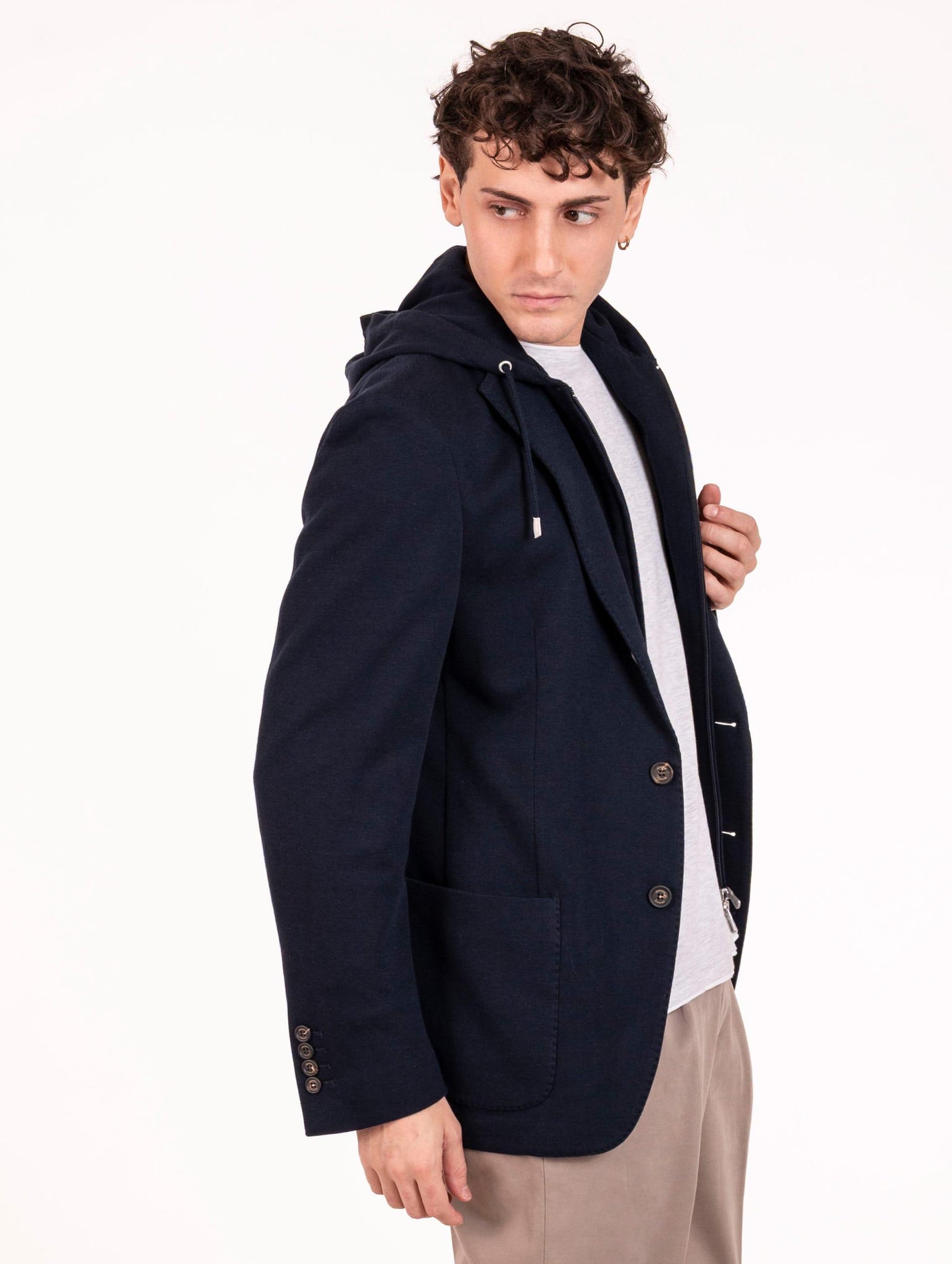 Giacca Eleventy Milano con Pettorina in Cotone e Cashmere Blu L70GIAK07BTCRNTES0L19111-14 Eleventy Milano