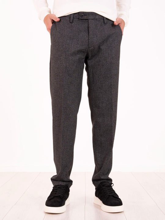 Pantalone Re-Hash in Misto Viscosa Pied de Poule Nero e Grigio