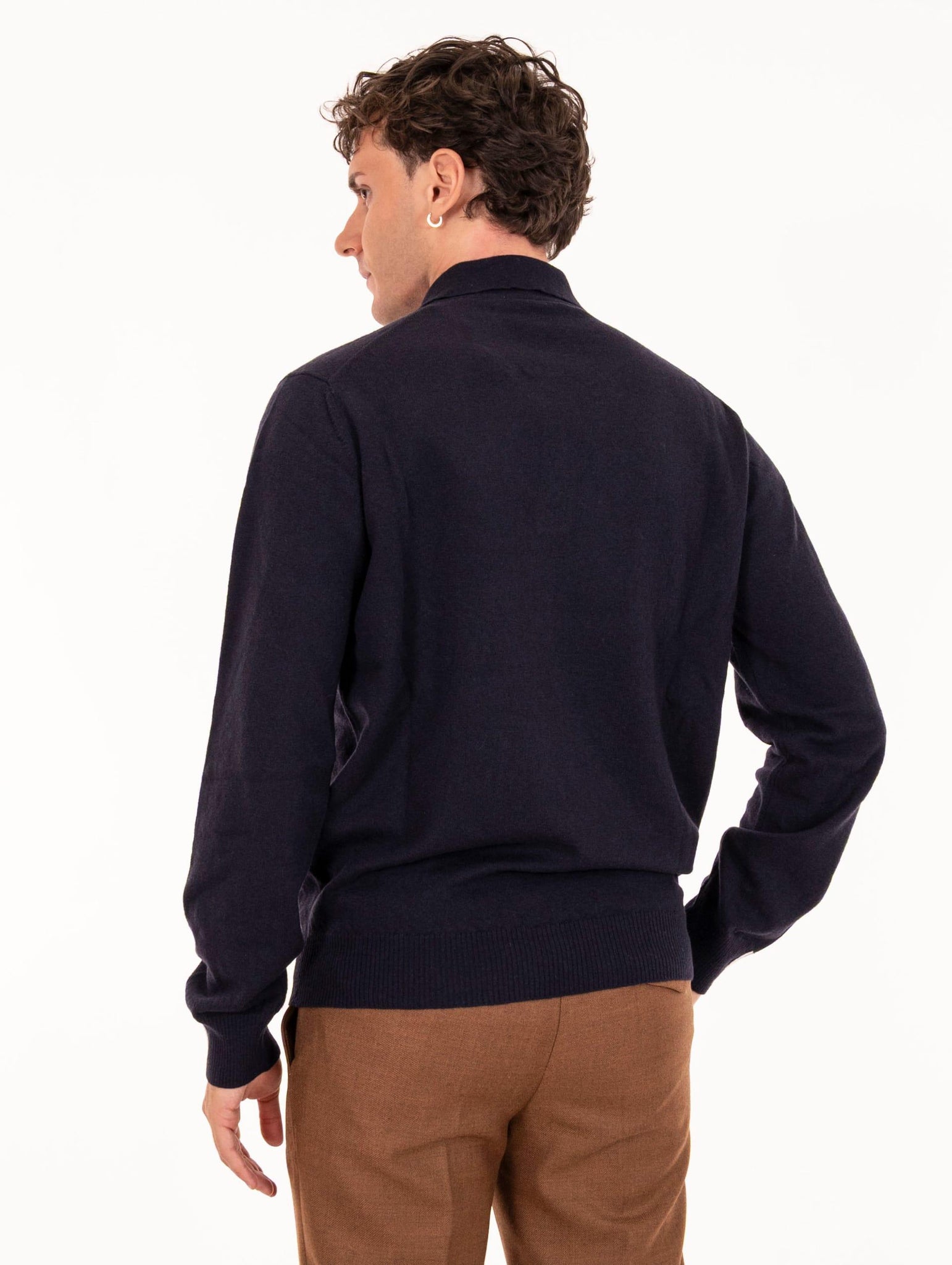 Polo Alpha Studio in Lana Geelong Blu Notte AU-3103B1001 Alpha Studio