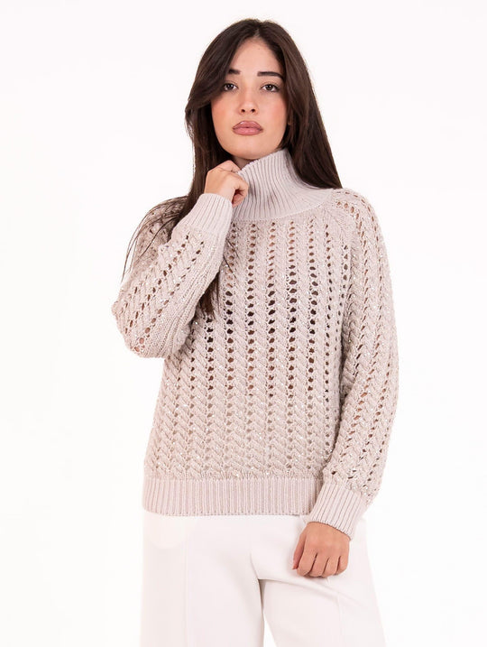 Pull D.Exterior Trecce Cristalli Gesso
