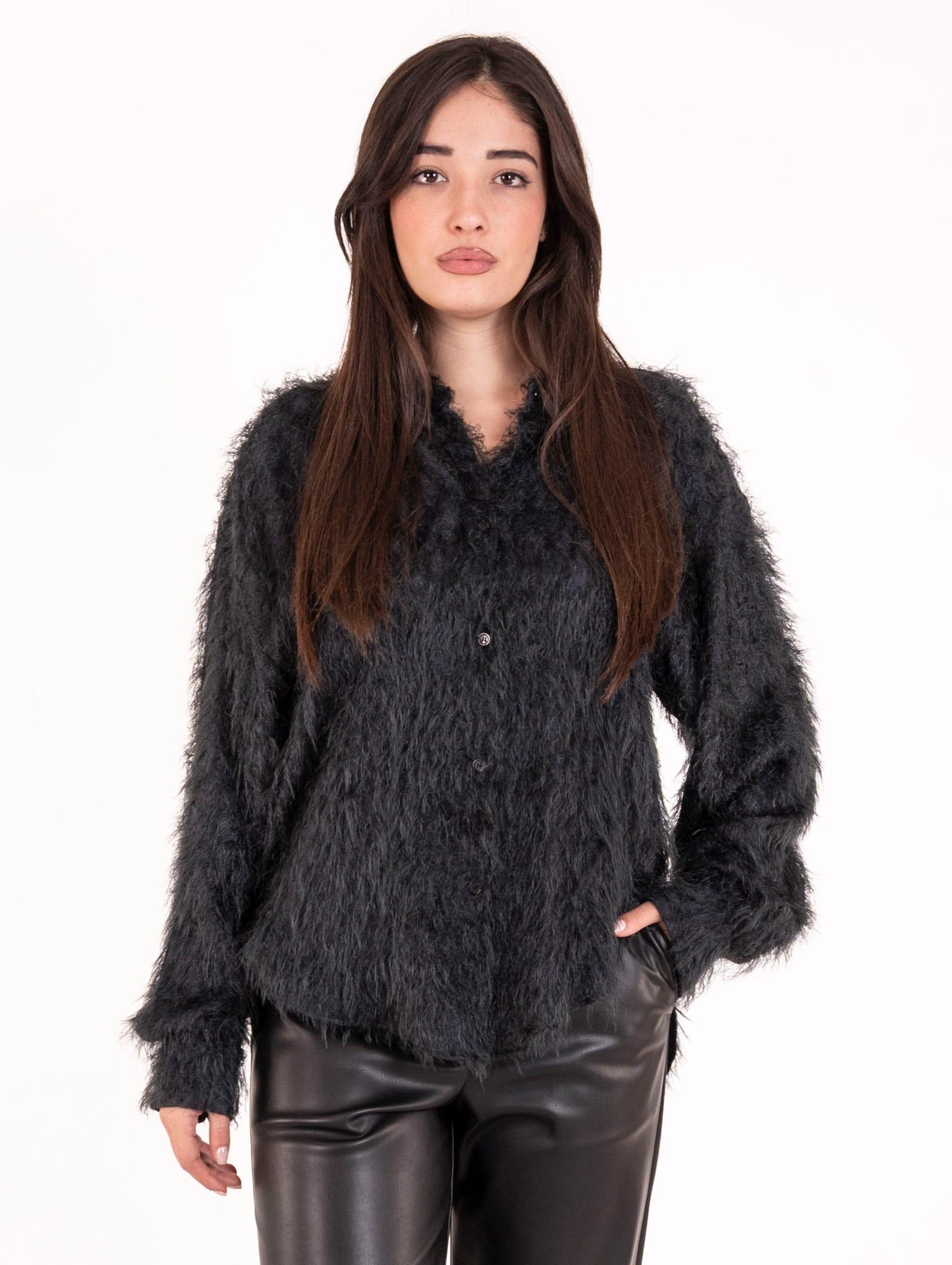 Camicia Fringe Alysi in Viscosa Carbone 165248A5206CB Alysi