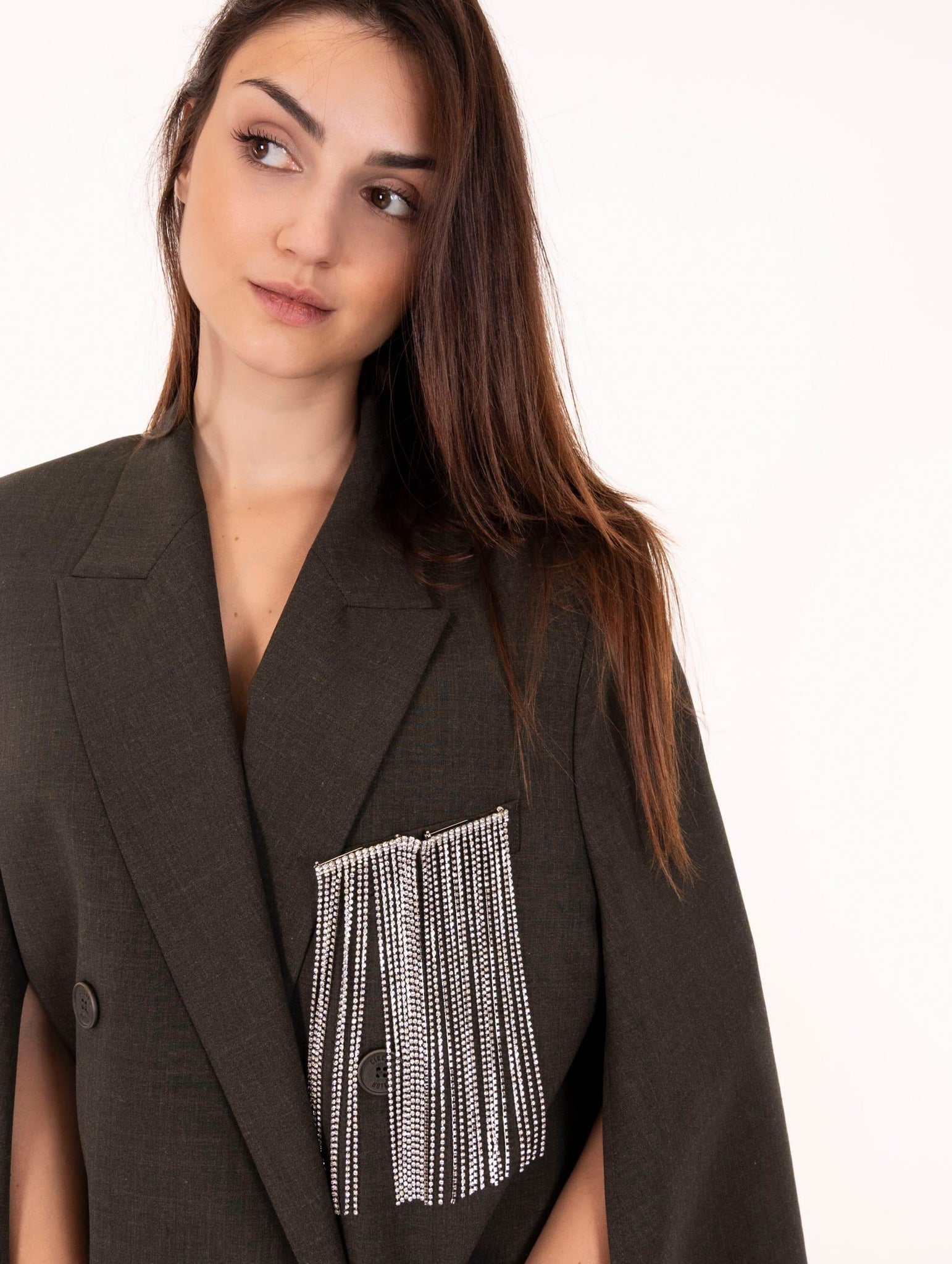 Blazer Circus Hotel Military Glam in Lana Vergine Verde H5WV20S84 Circus Hotel