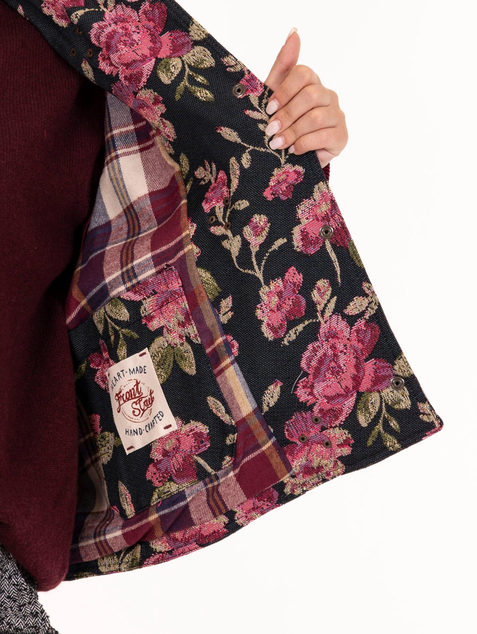 Giacca Front Street Flower e Velluto Nero e Bordeaux 3570101 Front Street 8