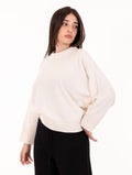 Pull Girocollo Alpha Studio Raglan in Pura Lana Merinos Panna