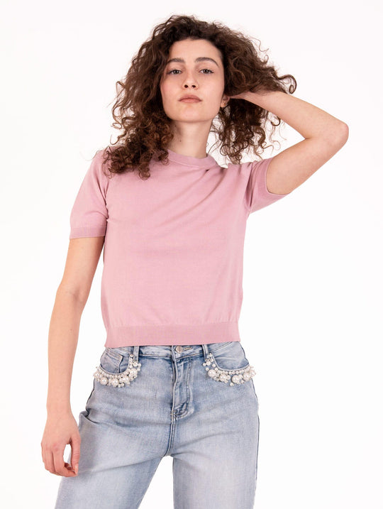 Maglia Alpha Studio in Cotone Rosa