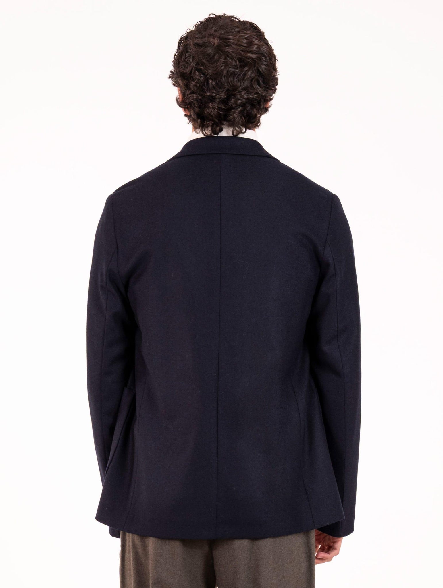 Giacca Devore in Lana Vergien Loro Piana Blu Notte DVG5C-W20890325 Devore